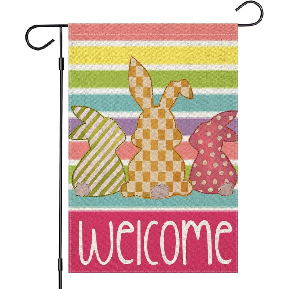 Colorful Spring Decor Printed Easter Bunny Garden Flag