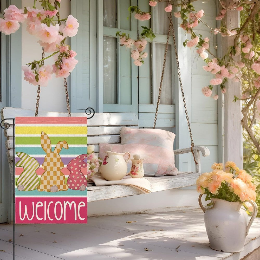Colorful Spring Decor Printed Easter Bunny Garden Flag