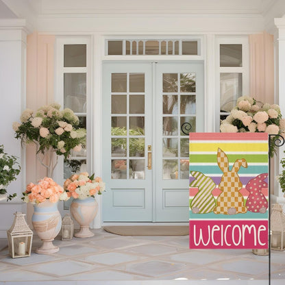 Colorful Spring Decor Printed Easter Bunny Garden Flag