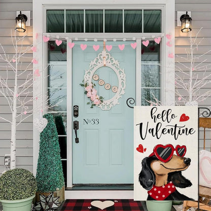 Dachshund Dog With Sunglasses Valentine Garden Flag