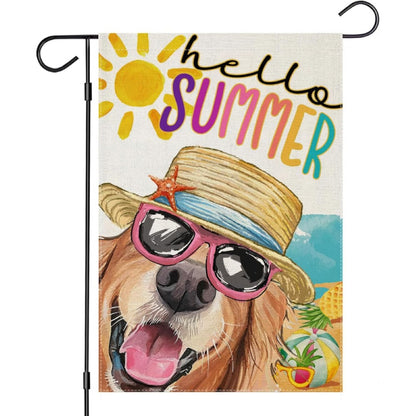 Dog With Sunglasses Printed Summer Garden Flag