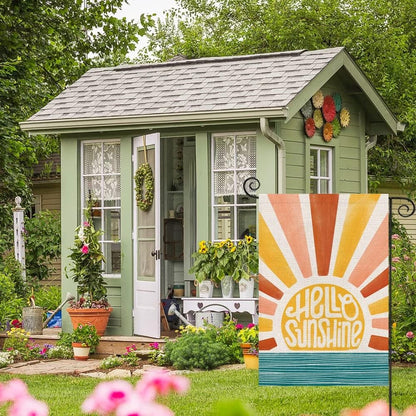 Double Sided Sunshine Cat Printed House Flag