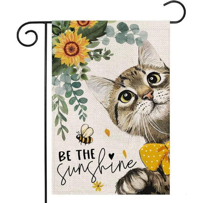 Double Sided Sunshine Cat Printed House Flag