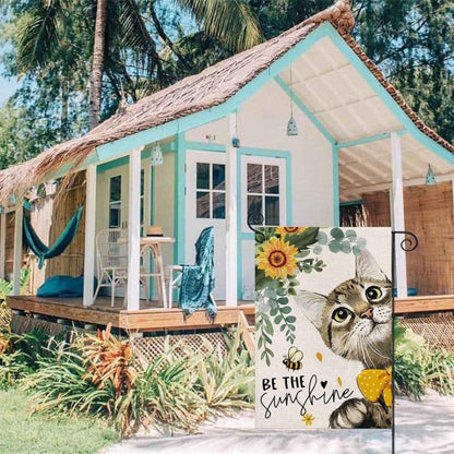Double Sided Sunshine Cat Printed House Flag