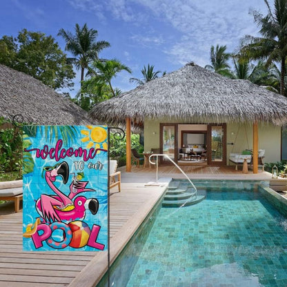 Tropical Flamingo Pool Flag For Summer Yard Decor