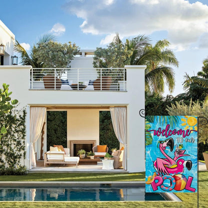Tropical Flamingo Pool Flag For Summer Yard Decor