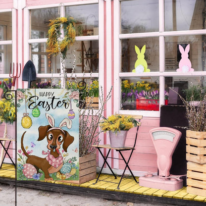 Happy Easter Dachshund Garden Flag