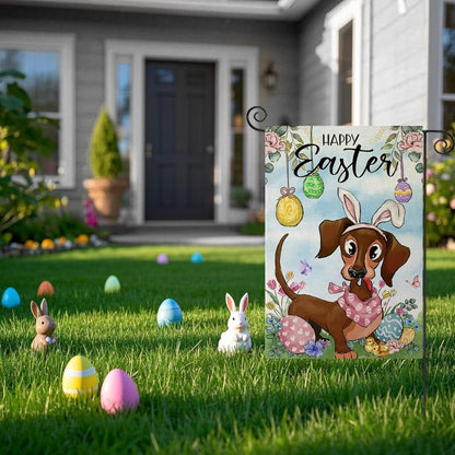 Happy Easter Dachshund Garden Flag