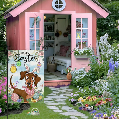 Happy Easter Dachshund Garden Flag