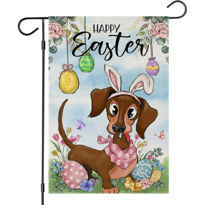 Happy Easter Dachshund Garden Flag