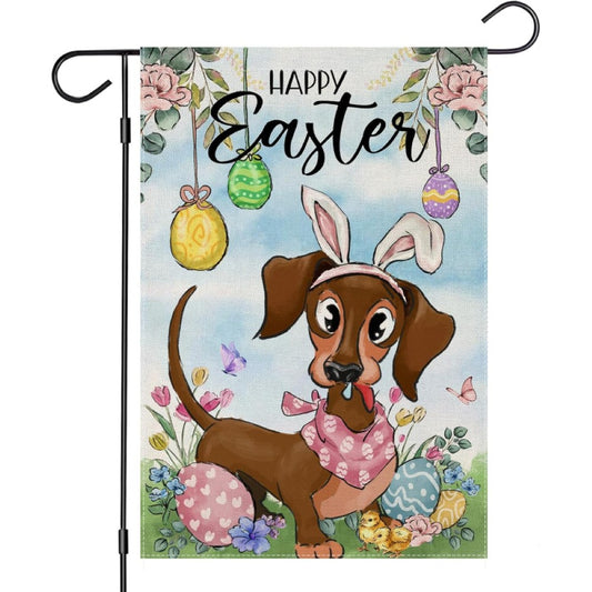 Happy Easter Dachshund Garden Flag