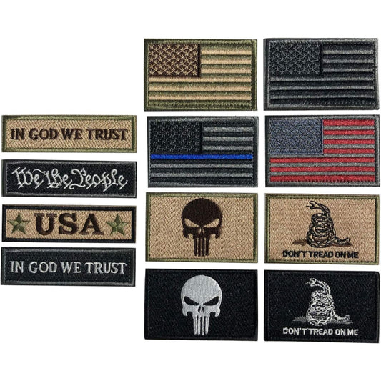 12 Pieces USA Flag Patch Set Thin Blue Line