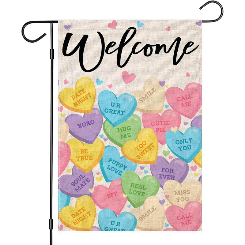 Snowman Happy Valentines Day Garden Flag
