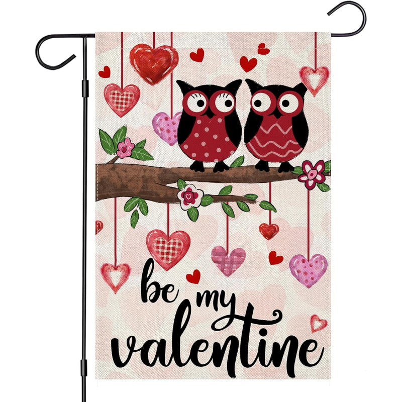 Snowman Happy Valentines Day Garden Flag