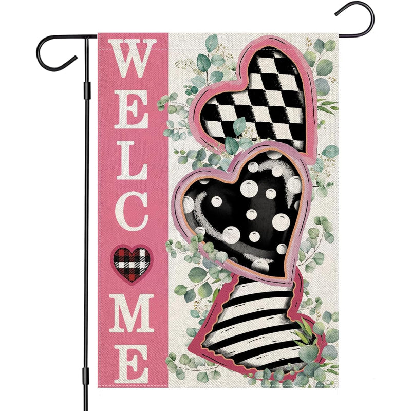 Snowman Happy Valentines Day Garden Flag