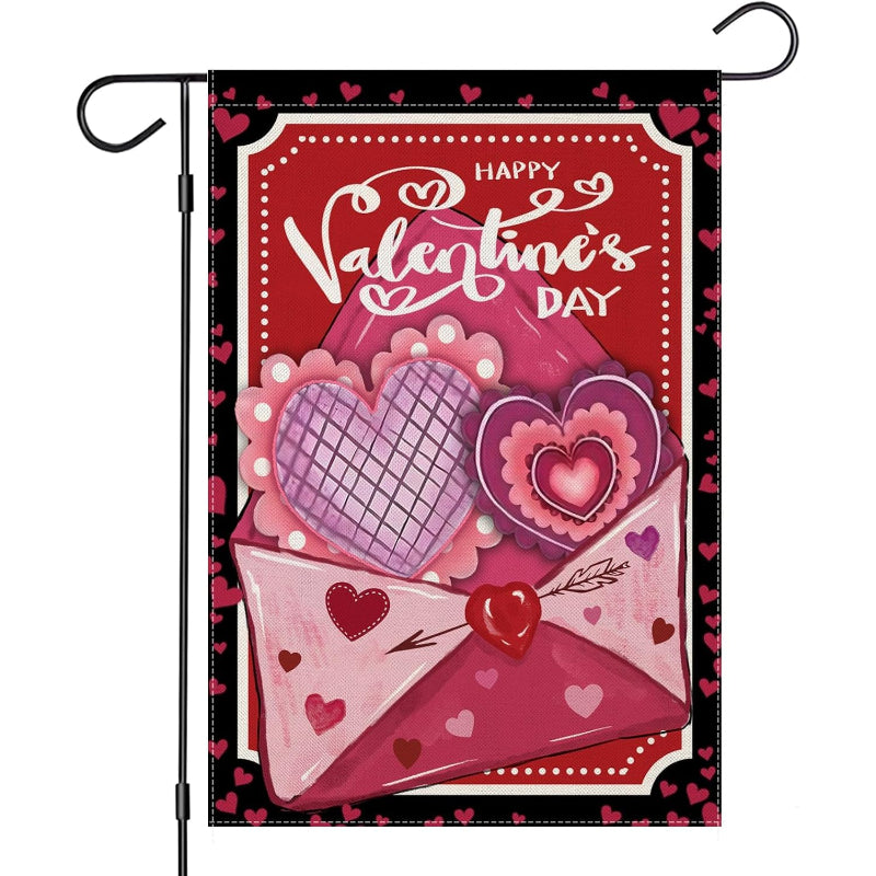 Snowman Happy Valentines Day Garden Flag