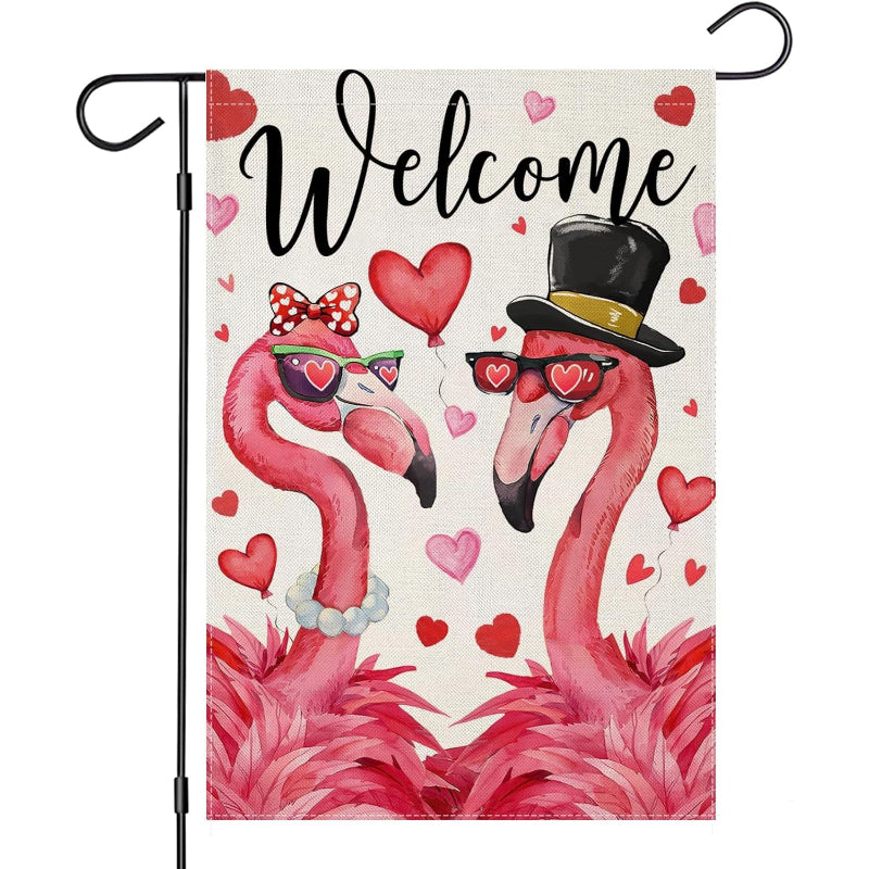 Snowman Happy Valentines Day Garden Flag