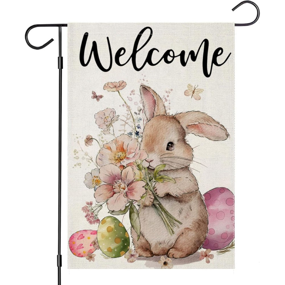 Welcome Easter Bunny Themed Garden Flag