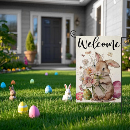 Welcome Easter Bunny Themed Garden Flag