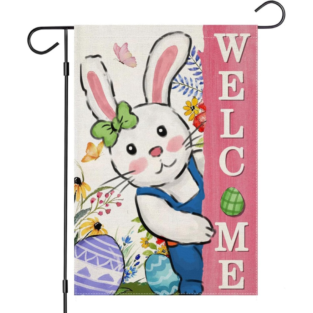 Welcome Printed Easter Bunny Garden Flag