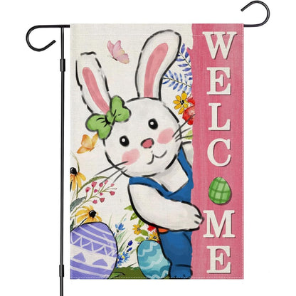 Welcome Printed Easter Bunny Garden Flag