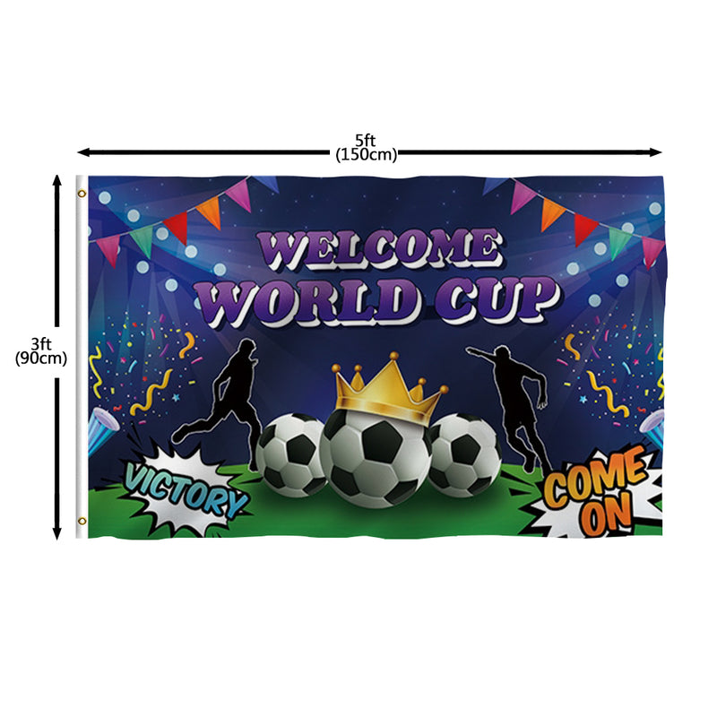 Welcome World Cup Purple Football Flag