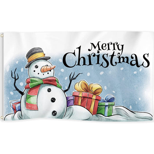 Merry Christmas Snowman Flag