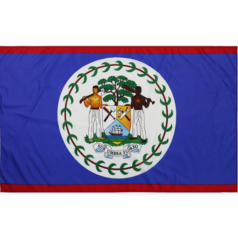 Belize Flag, Coat of Arms Blue Field, Indoor Outdoor Fade Proof Vivid Colors National Flag, Fast Shipping 90X150