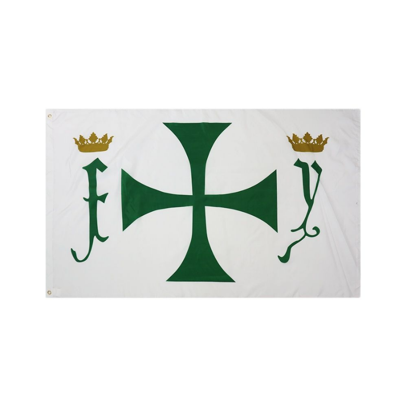 Christopher Columbus Flag, Green White, Historical Flags, Stain and UV Resistant 90X150cm