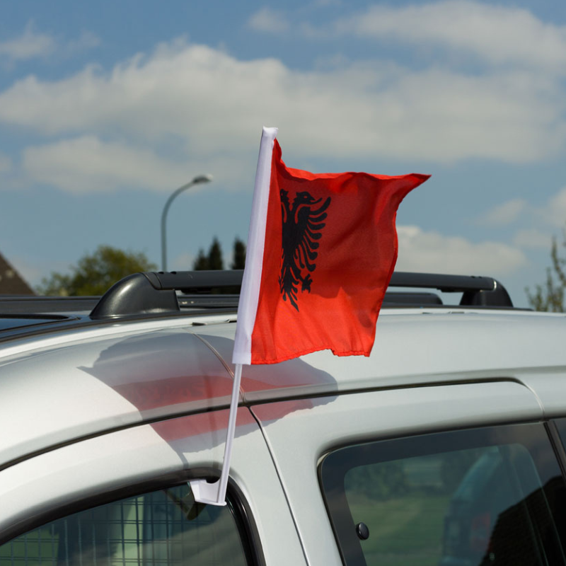 Albania Car Window Mounted Flag, Flag of Albania, Countries and flags, World Flags, Polyester, 30x45cm