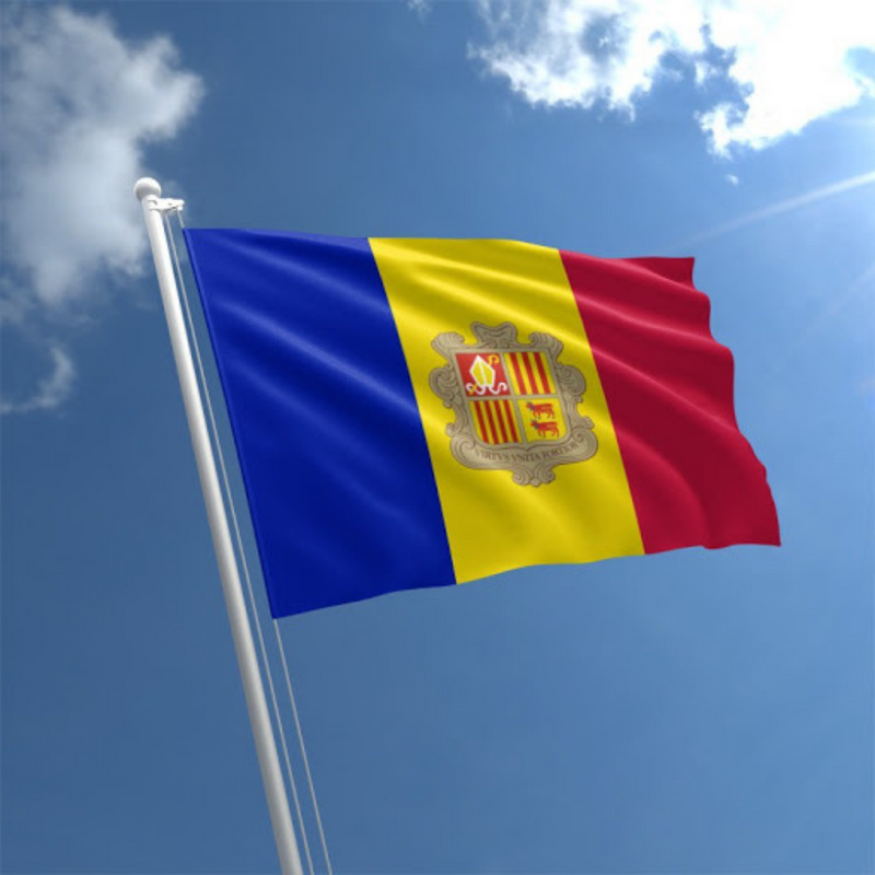 Andorra Flag Polyester 100% Eco-Friendly Fade Proof Quality, Online Regional National Flags, 90X150cm