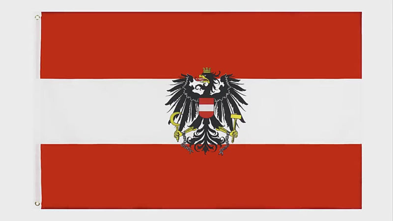 Austrian Flag, Indoor and Outdoor Use, Double Stitched Durable Material, Austrian Coat of arms National Flags 90X150 cm