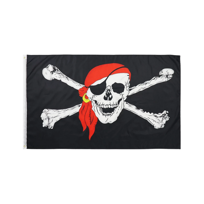 Jolly Roger Red Bandana Flag