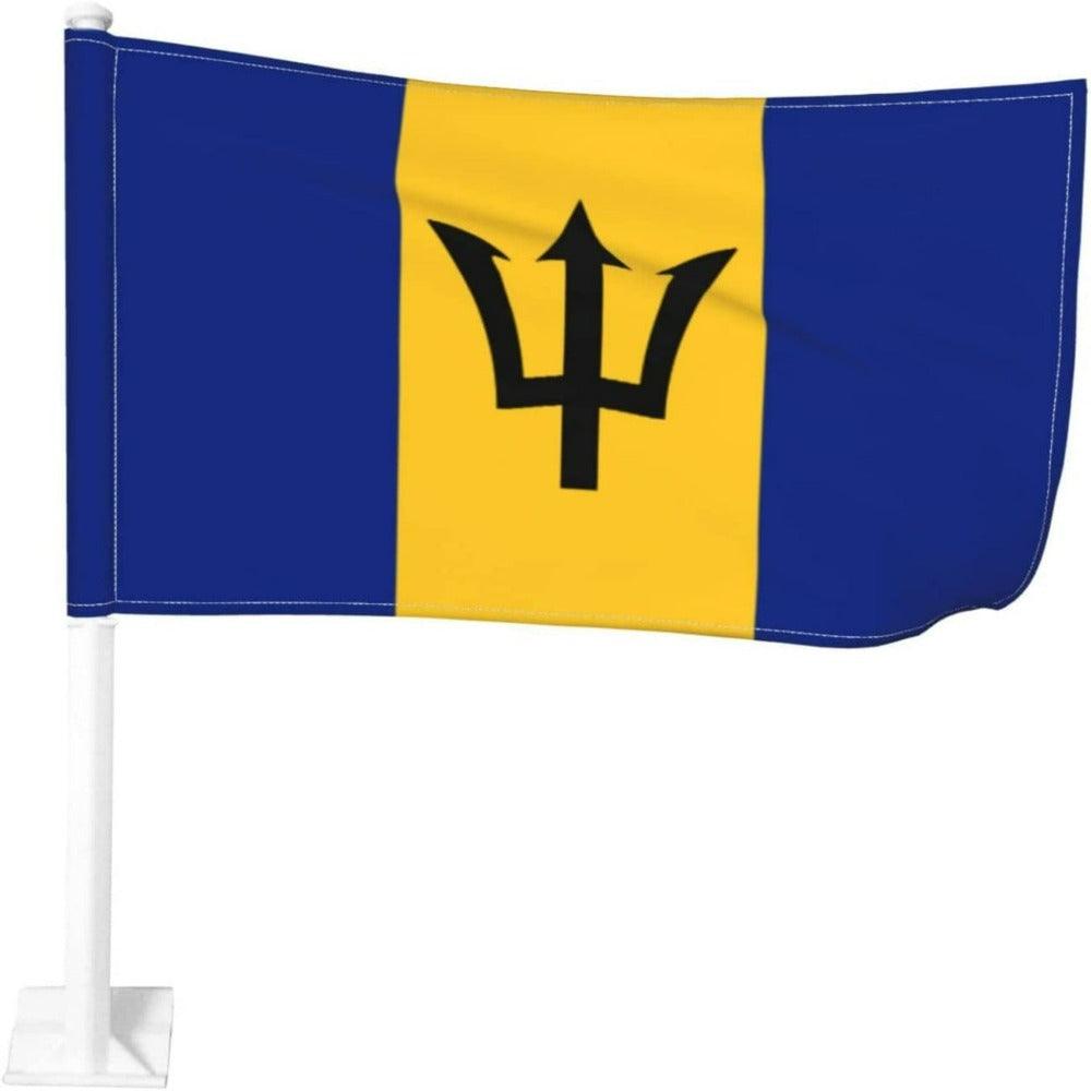 Barbados Car Window Mounted Flag, World Flags, 2 x Car Window Mounted Flag, Durable, Polyester ,30x45cm