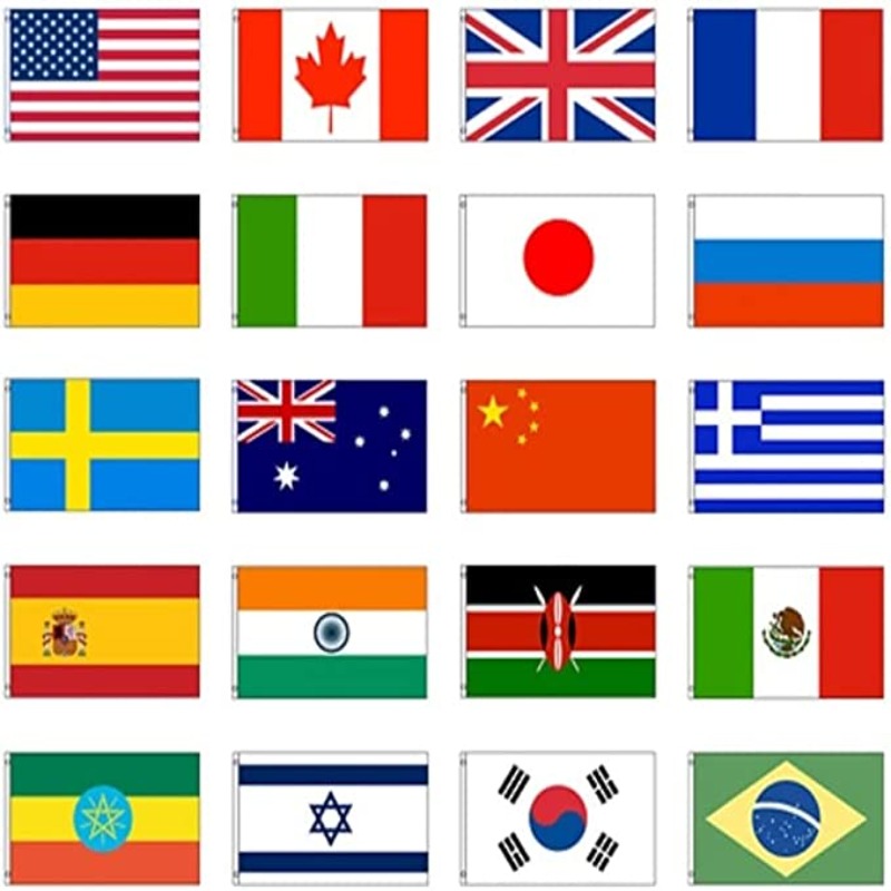 International Flag Set Of 20 Country