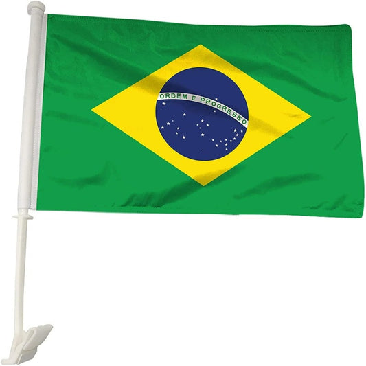 Brazil Car Window Mounted Flag, Country Flag, 2X Country Flags, Car Decorative ,Polyester, 30x45cm