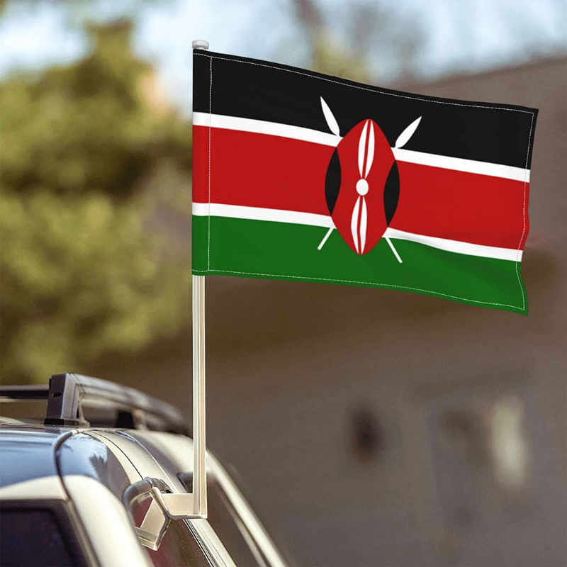 Kenya Car Window Mounted Flag