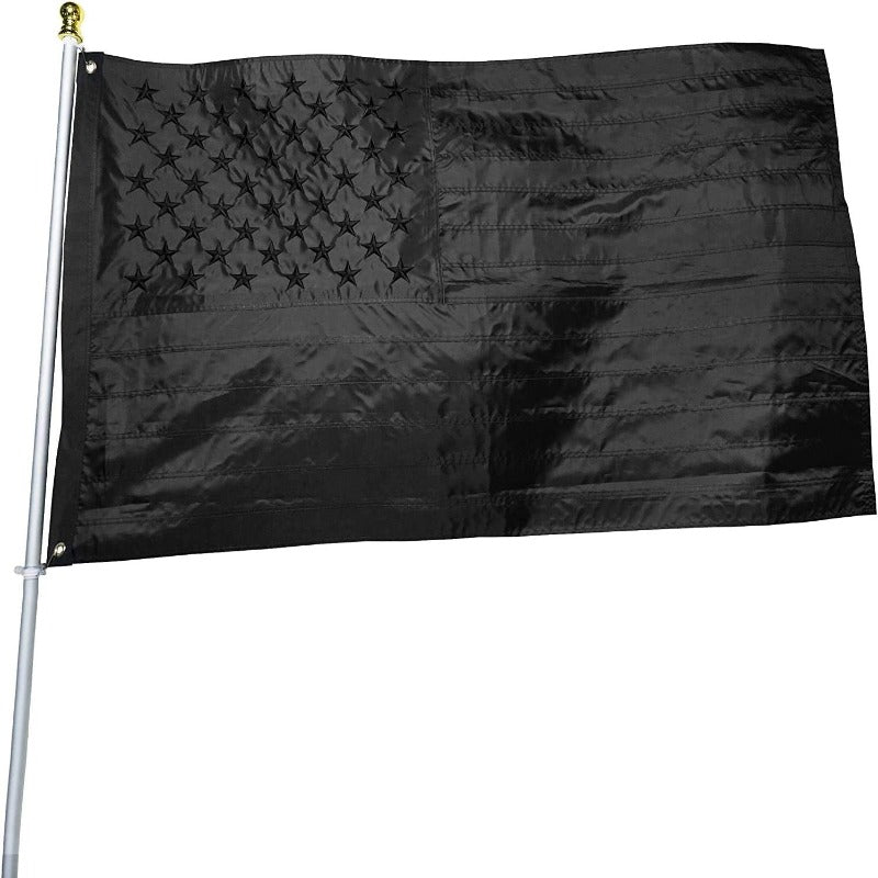 All Black American Flag With Embroidered Stars – Globe Flags