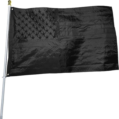 All Black American Flag With Embroidered Stars - Globe Flags