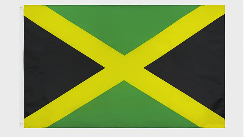 Jamaican Flag, Vivid Globe with Flags, Indoor Outdoor, Fade Proof, Polyester 90X150cm