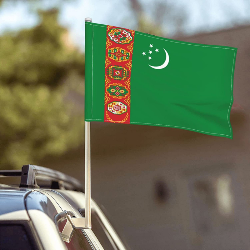 Turkmenistan Car Window Mounted Flag