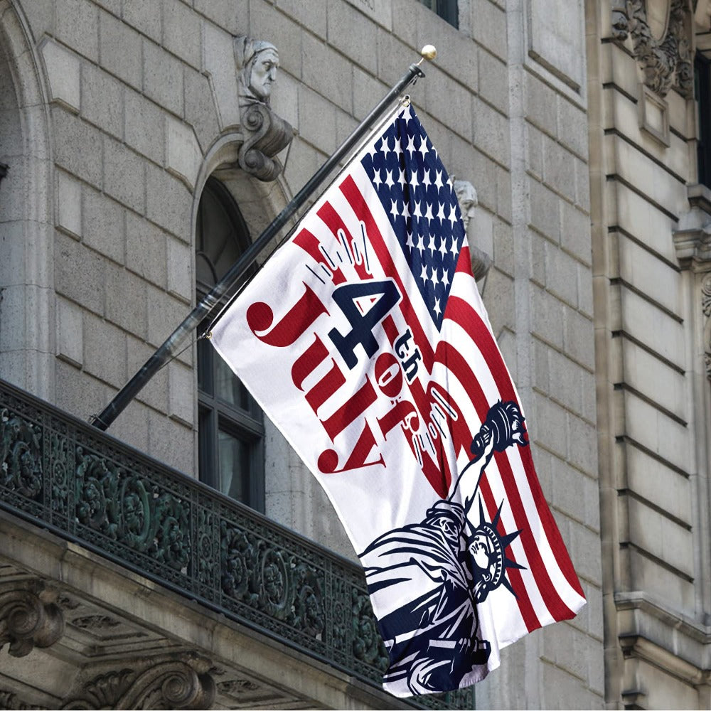 US July 4th Independence Day Flag With Statue of Liberty