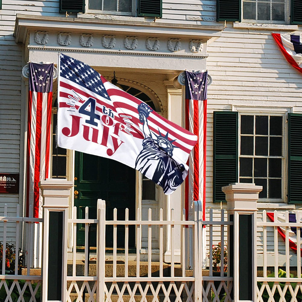 US July 4th Independence Day Flag With Statue of Liberty