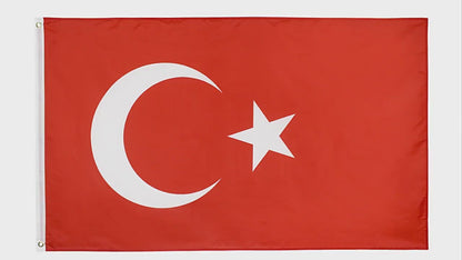 Turkey Flag, World Country Flags, Fade Proof Sustainable Colors, Polyester 90X150cm