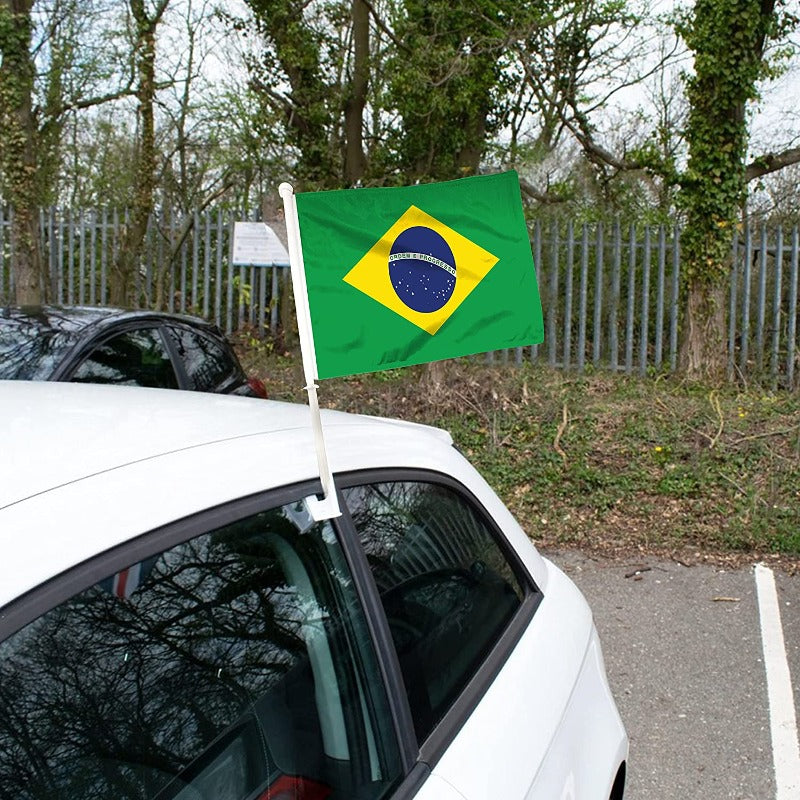 Brazil Car Window Mounted Flag, Country Flag, 2X Country Flags, Car Decorative ,Polyester, 30x45cm