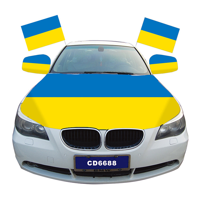 Ukraine Flag Car Set Of Hood, Mirror, Window Mount