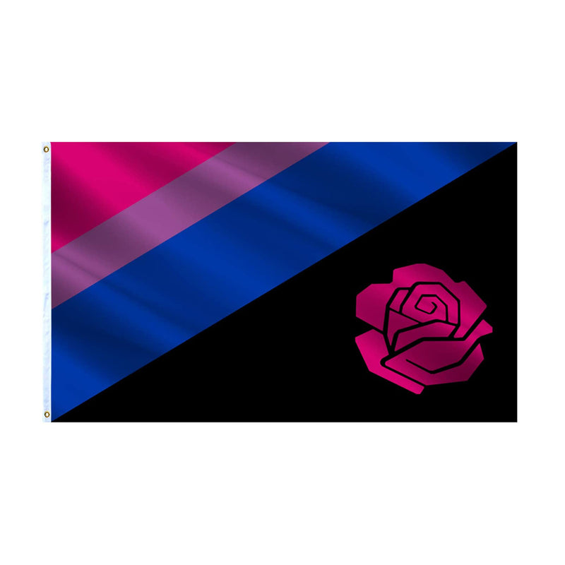 Bisexual Socialist, Pride Rose Black Blue Purple Pink LGBT Flag, Fade Proof Polyester 60X90cm