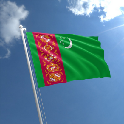 Turkmenistan Flag, Islamic Green Flag, Globe with Flags Polyester Durable Strong, 90X150cm