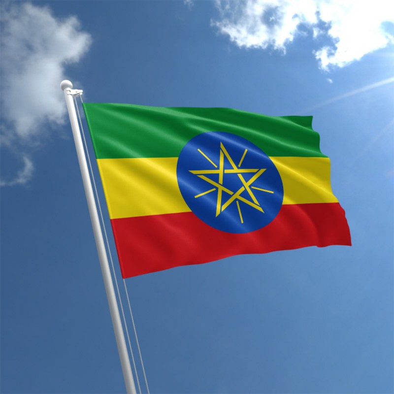 Ethiopian Flag, World Country Flags, Flag of Ethiopia, Double Stitched, Polyester, 90X150 cm