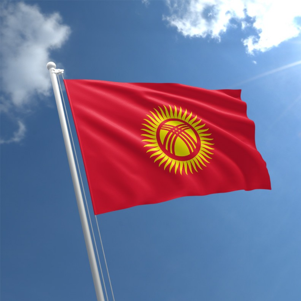 Kyrgyzstan Flag, Country Flags, Bright Red, Indoor/Outdoor, Polyester, 90X150cm